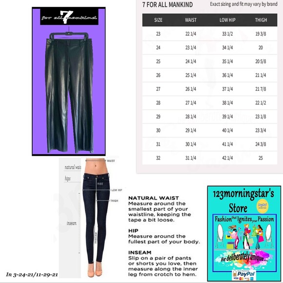 7 For All Mankind NEW Parisian Chic Coated Faux Leather Wide Crop Leg Pant L - Picture 11 of 11